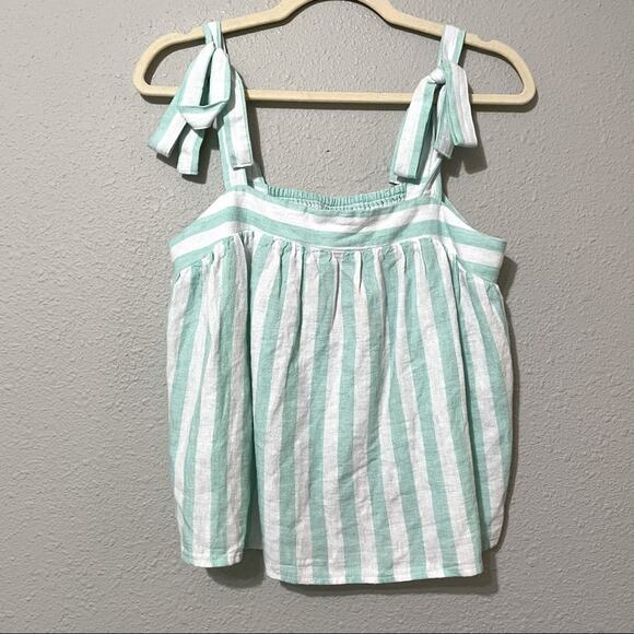 Stoney Clover Lane X Target Green & White Striped Crop Top S Tie Shoulder Beachy - Picture 1 of 8